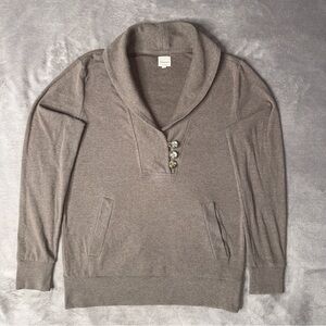 Banana Republic Gray Shawl Collar 3 Button Pullover Sweatshirt - Women's Small